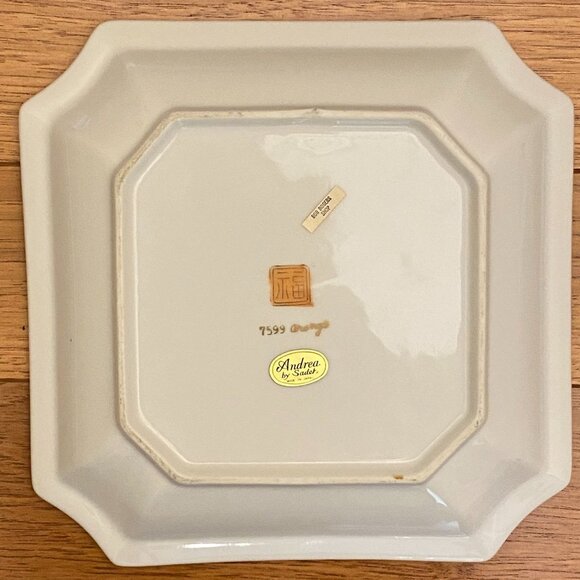 Andrea by Sadek Square Plate • Orange + Gold Trim • Asian-Inspired Tray - Picture 2 of 10